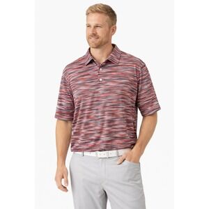 TailorByrd Mens XL Golf Polo Shirt Red White Blue Space Dye Performance SPF 30